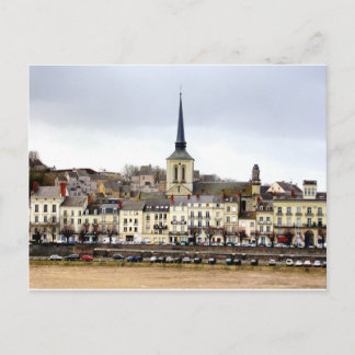 Saumur River Bank Scene Postcard