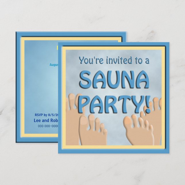 Sauna Party Funny Feet Cute Invitation (Front/Back)