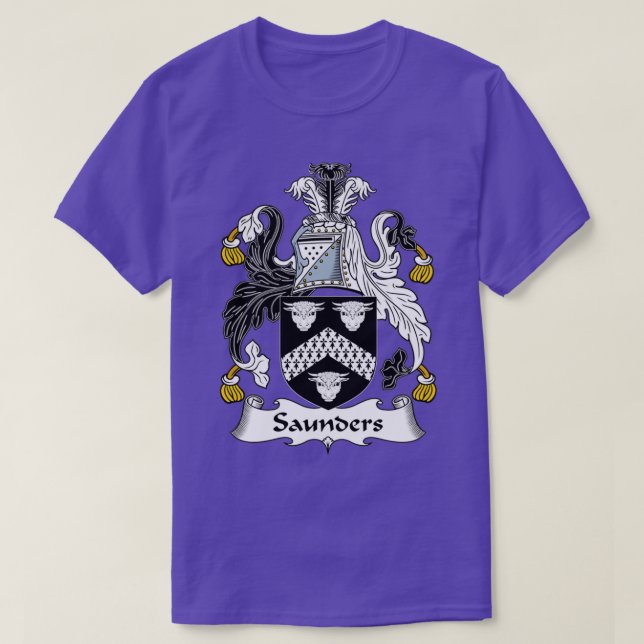 Saunders Coat of Arms Family Crest  T-Shirt (Design Front)