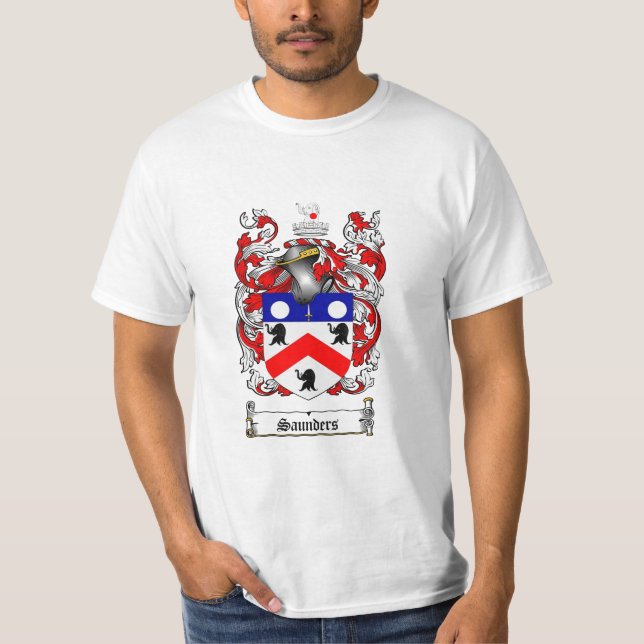 Saunders Family Crest - Saunders Coat of Arms T-Shirt (Front)