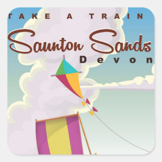 Saunton Sands Devon vintage travel poster Square Sticker