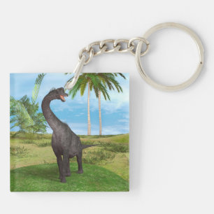 Sauropod Dinosaur in a Tropical Prehistoric Landsc Key Ring