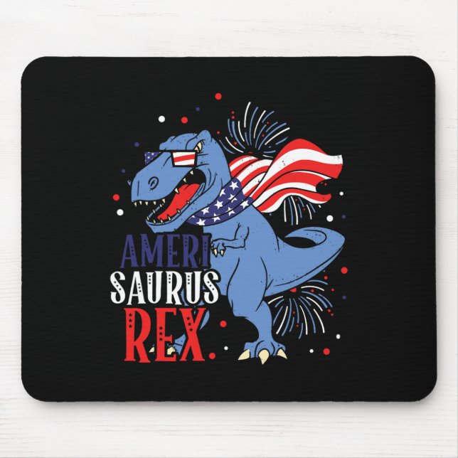 Saurus Rex 4th Of July Dinosaur Independence Day  Mouse Mat (Front)