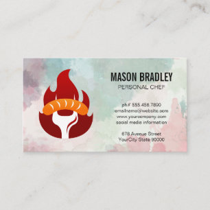 Sausage and Fork Restaurant Chef Cooking Business Card
