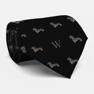 Sausage Dachshund Dog Monogrammed Initials Black Tie