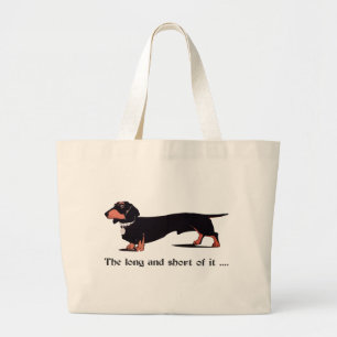 Sausage Dog Dachshund Humor Hiking Duck Large Tote Bag