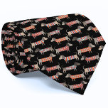 Sausage Dog Dachshund Pattern Tie<br><div class="desc">Fun dachshund wiener dog pattern on a black background. Perfect for pet lovers and dog dads.</div>