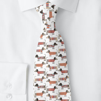 Sausage Dog Dachshund Pattern Tie