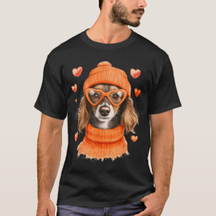 Sausage Dog Heart Doxie Girl Valentine's Day Women T-Shirt