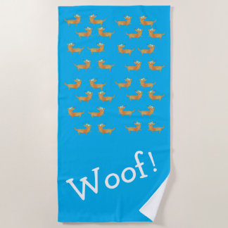 Sausage dog pattern   beach towel