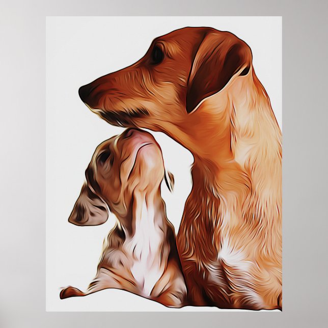 Sausage Dog Puppies 7 Weeks Dachshund Birthday Poster (Front)