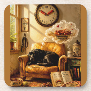 Sausage O’Clock Dreamtime – Surreal Dog Art Coaster