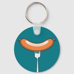 Sausage on a fork key ring