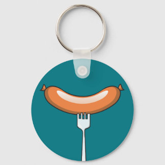 Sausage on a fork key ring
