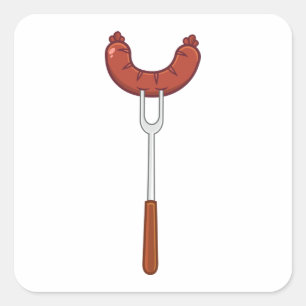Sausage On A Fork Square Sticker