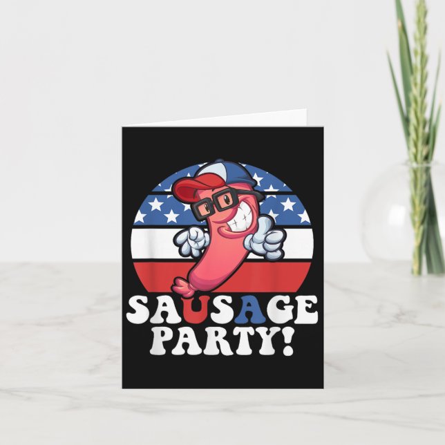 Sausage Party American Flag Usa Bbq Funny 4th Of J Card (Front)