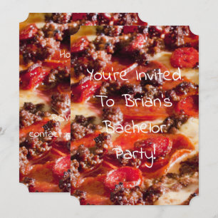 sausage pepperoni pizza bachelor party invitation