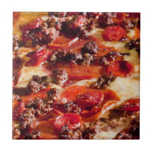 sausage pepperoni pizza tile