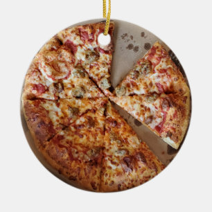 Sausage Pizza Thick Crust Food Christmas Ceramic Tree Decoration