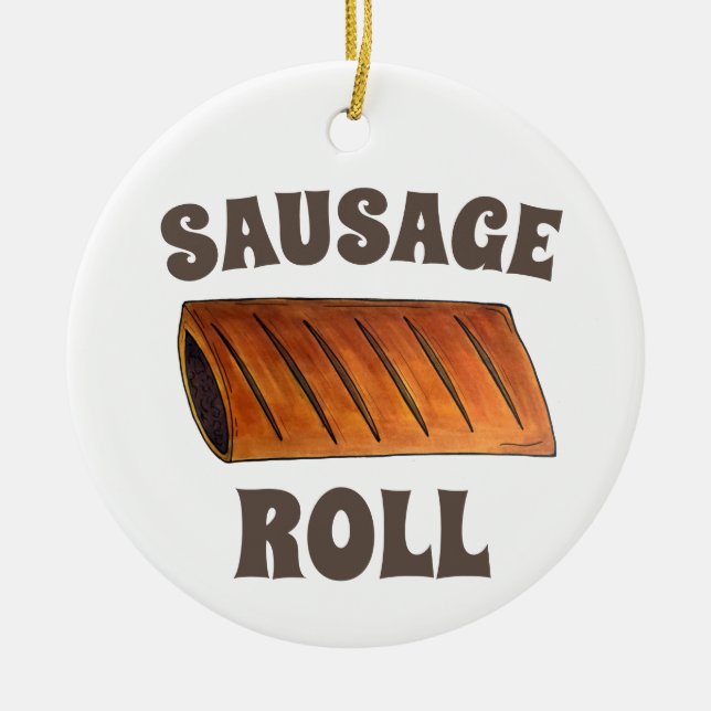 Sausage Roll British Savoury Pastry Snack Food UK Ceramic Tree Decoration (Front)