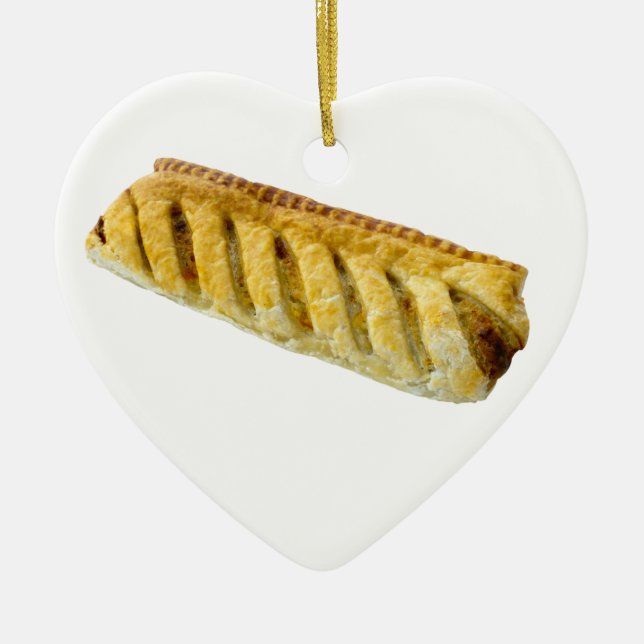 Sausage Roll Heart Shaped Christmas Ornament (Front)