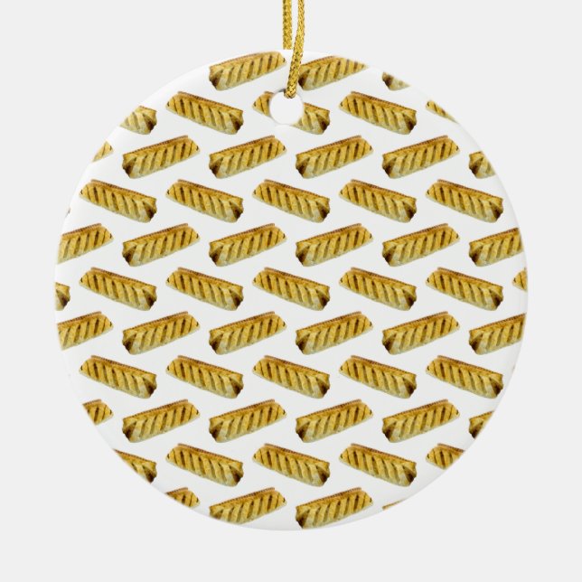 Sausage Roll Polka Dot Pattern Ceramic Tree Decoration (Front)
