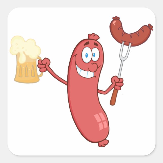 Sausages And Beer Square Sticker (Front)