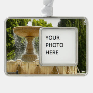 Sausalito Fountain California Travel Photography Silver Plated Framed Ornament