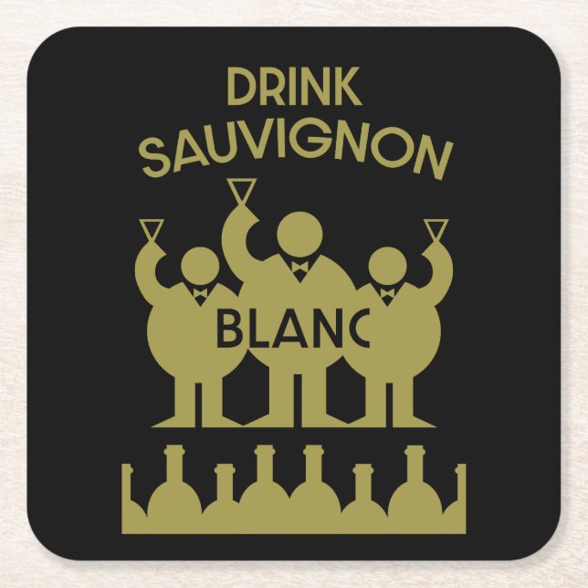 Sauvignon Blanc Wine Drinker Square Paper Coaster (Front)
