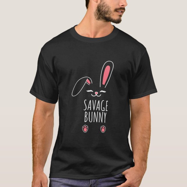 Savage Bunny Funny Matching Easter Bunny Egg T-Shirt (Front)