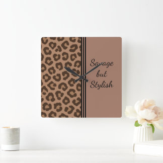 Savage but Stylish Leopard Print Square Wall Clock