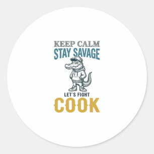 Savage Cook Alligator Vintage Engraving Graphic_1 Classic Round Sticker