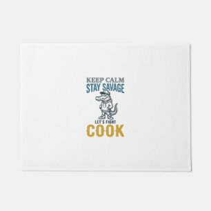 Savage Cook Alligator Vintage Engraving Graphic_1 Doormat