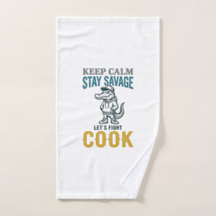 Savage Cook Alligator Vintage Engraving Graphic_1 Hand Towel