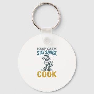 Savage Cook Alligator Vintage Engraving Graphic_1 Key Ring