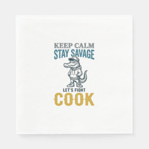Savage Cook Alligator Vintage Engraving Graphic_1 Napkin