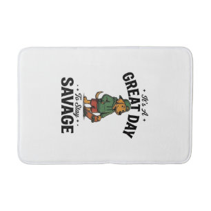 Savage Dog Vintage Engraving T-Shirt Design_1 Bath Mat