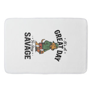 Savage Dog Vintage Engraving T-Shirt Design_1 Bath Mat