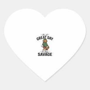 Savage Dog Vintage Engraving T-Shirt Design_1 Heart Sticker