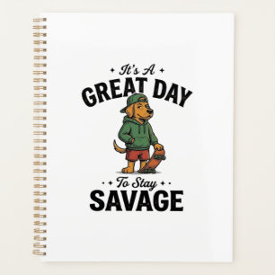 Savage Dog Vintage Engraving T-Shirt Design_1 Planner