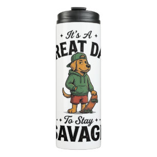 Savage Dog Vintage Engraving T-Shirt Design_1 Thermal Tumbler