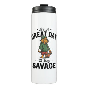 Savage Dog Vintage Engraving T-Shirt Design_1 Thermal Tumbler