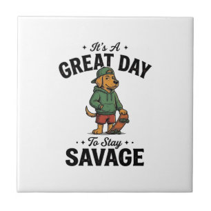 Savage Dog Vintage Engraving T-Shirt Design_1 Tile