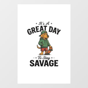 Savage Dog Vintage Engraving T-Shirt Design_1 Window Cling