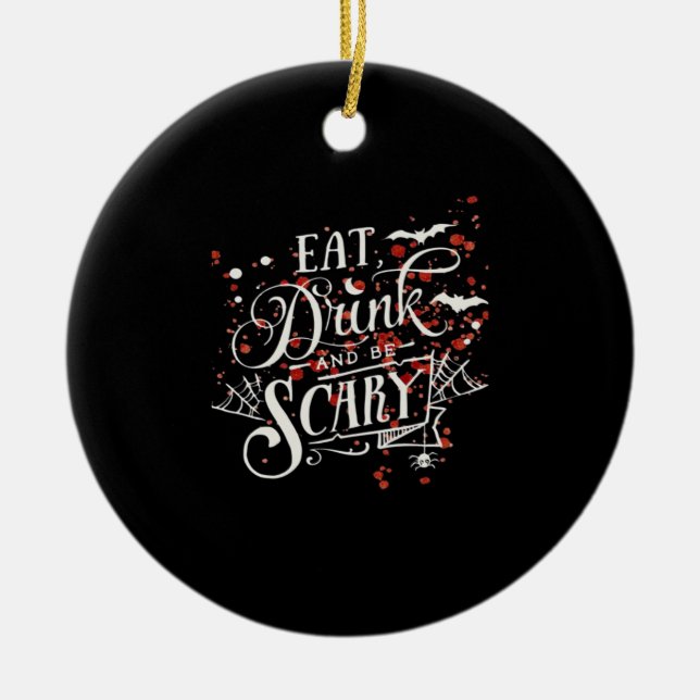 Savage Halloween Spooky Aesthetic Ceramic Tree Decoration (Front)