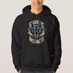 Savage Instincts – Ferocious Wolf Head with Flames Hoodie