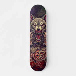 Savage Multi-Headed Demon Wolf Art Skateboard