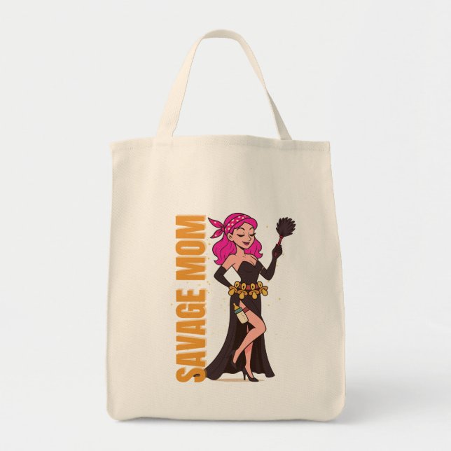 Savage Mum Retro Cartoon – Funny Cool Mum Gift Tote Bag (Front)