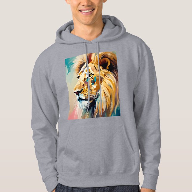 Savage Royal –Stylish Roaring Lion Graphic T-shirt Hoodie (Front)