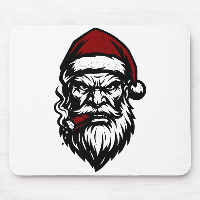 Savage Santa Claus Smoking Cigar Christmas  Mouse Mat (Front)